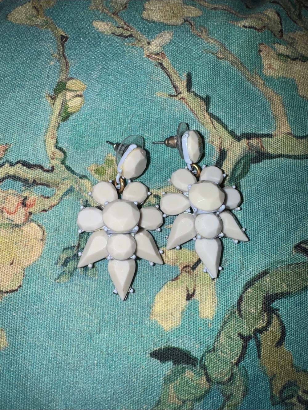 J. Crew Light Blue Floral Drop Earrings - Picture 1 of 4